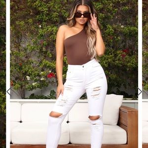 Fashionova brown asymmetrical bodysuit
